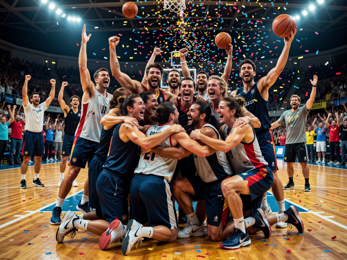 Basketball indoor court and celebratory sports spirit representing Campeones Spanish movie