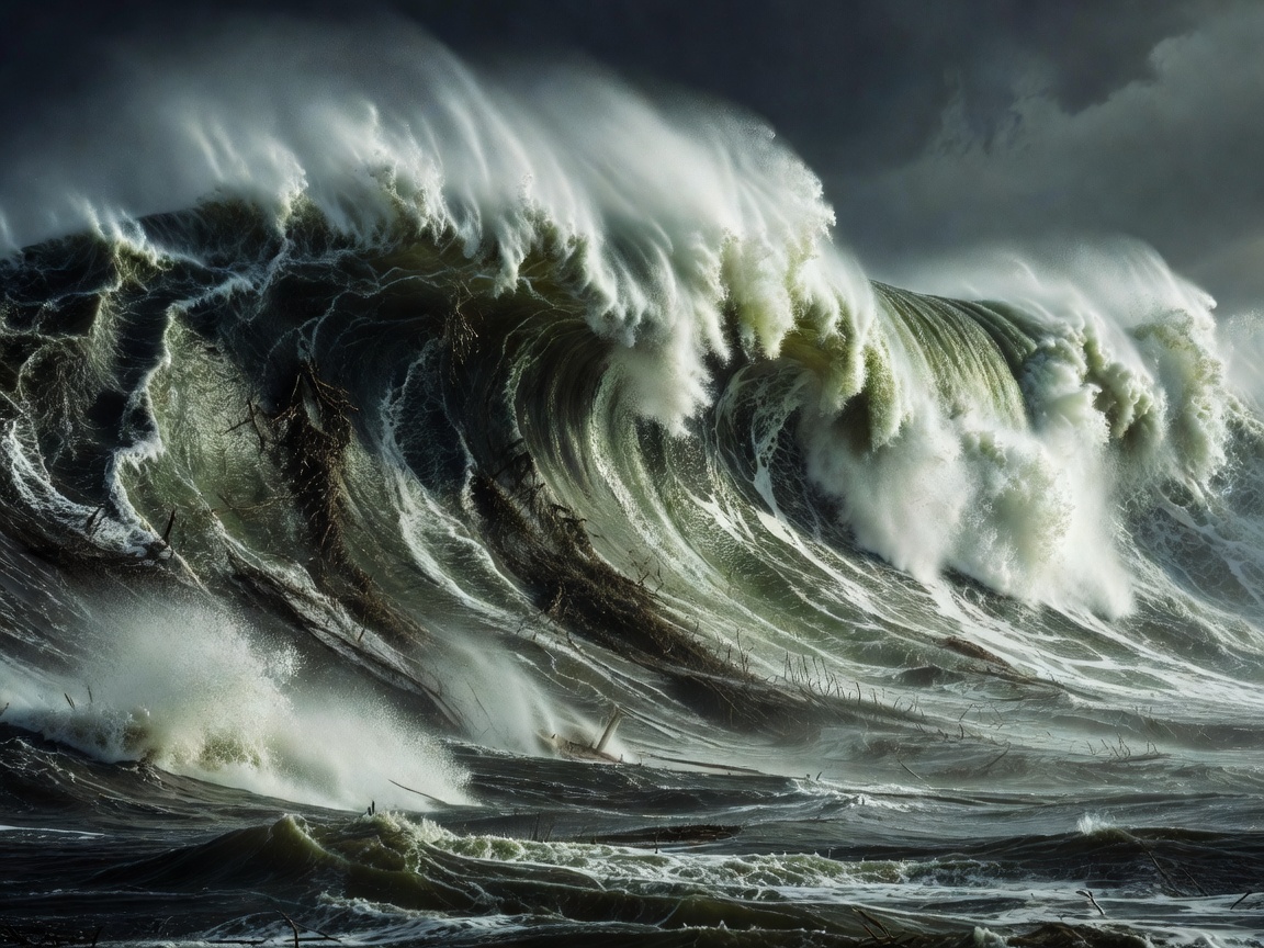 Dramatic ocean wave and cinematic visual effects representing Spanish blockbuster The Impossible